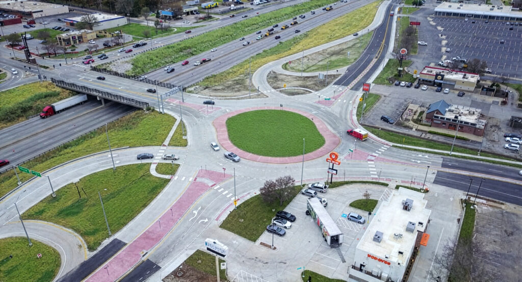 Roundabout at I-49 and Main Street in Grandview, MO