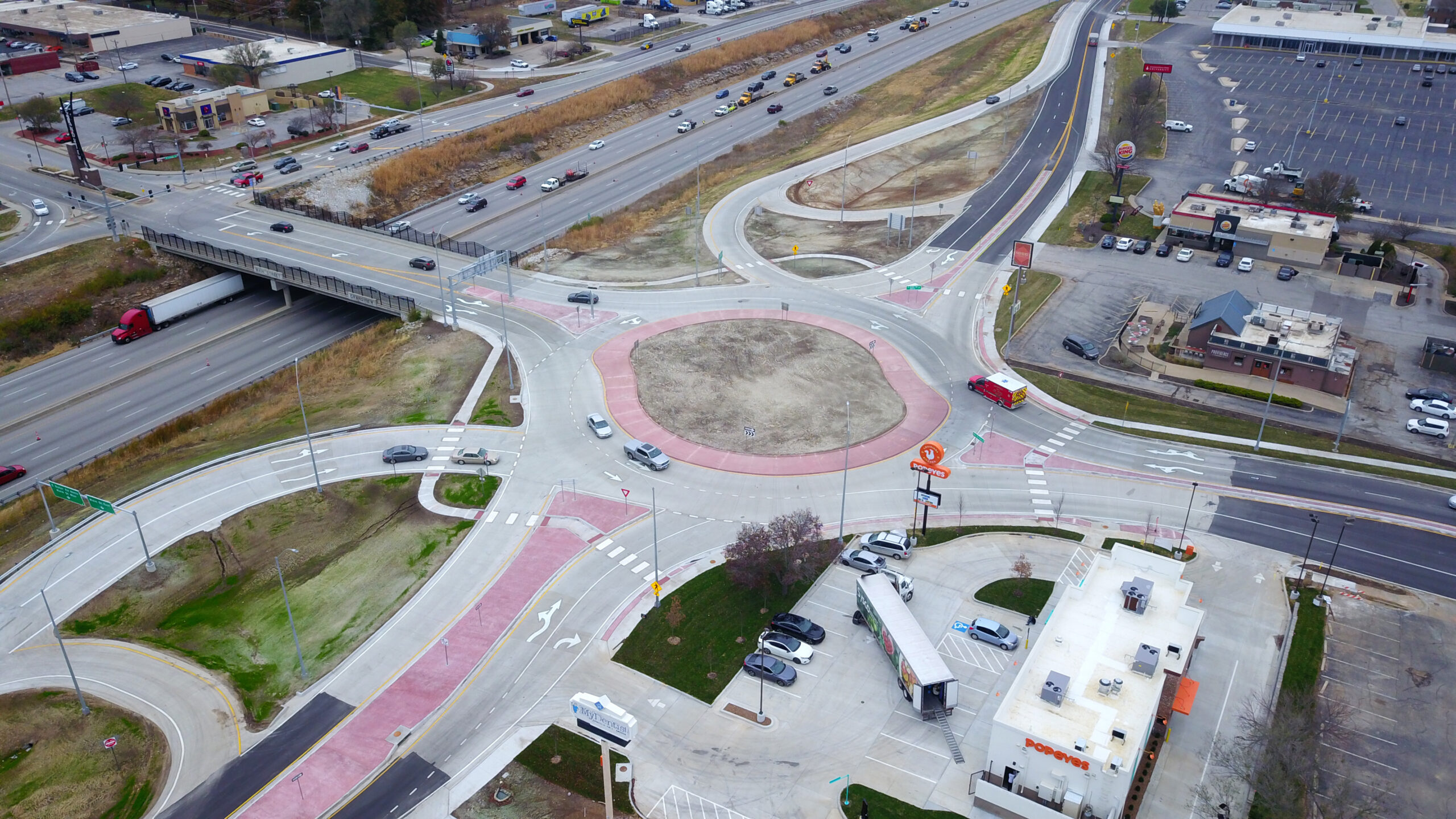 Roundabout at I-49 and Main Street in Grandview, MO