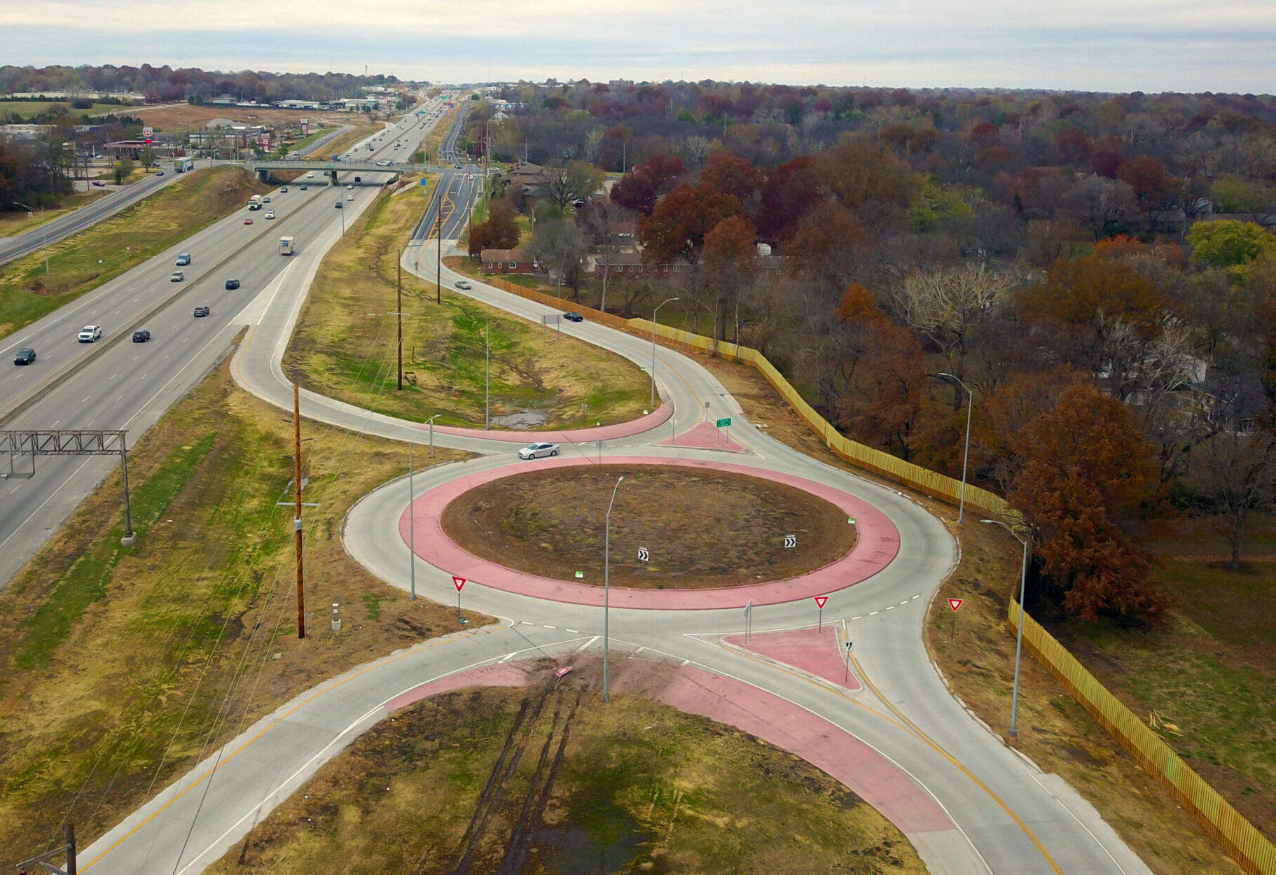 Roundabout at I-49 and Outer Road in Grandview, MO