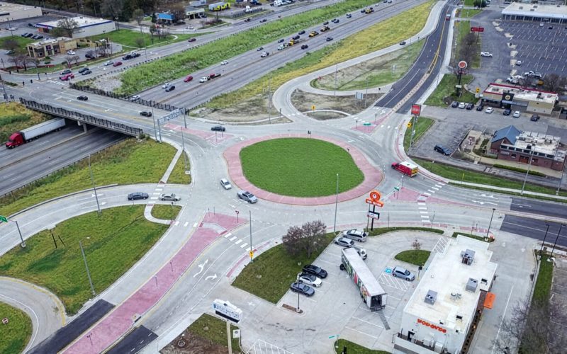 Roundabout at I-49 and Main Street in Grandview, MO